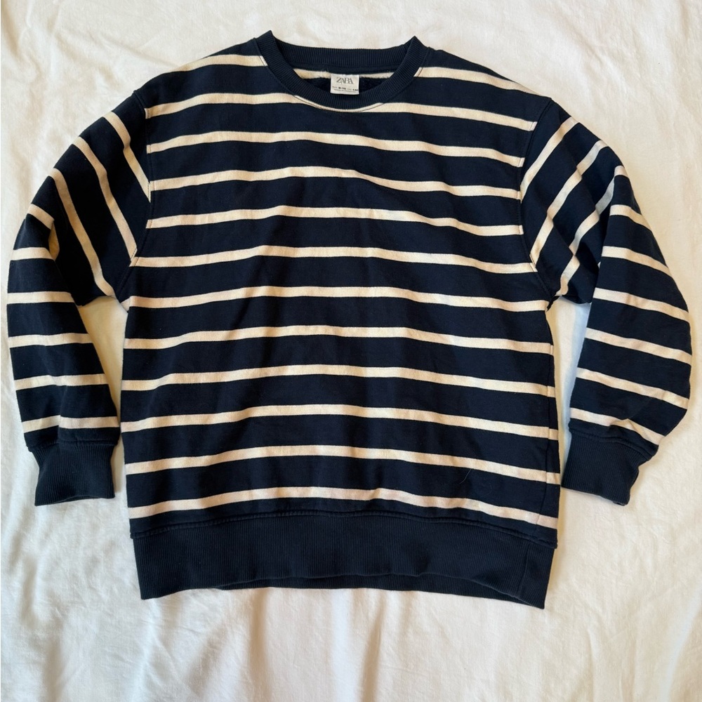 Girl’s Zara Navy and White Striped Sweater